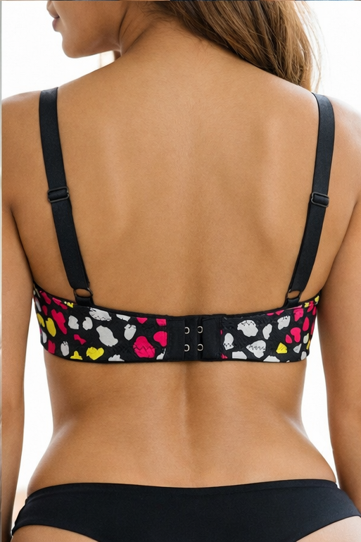 Wonnita Black Printed Padded T-Shirt Bra | Soft Pads, Power Net Support