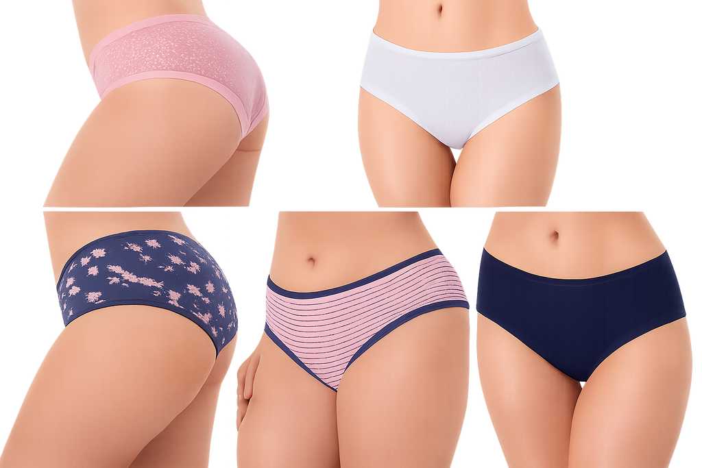 Wonnita Cotton Spandex Mid-Waist Hipster Panties  Pack of 5 | Assorted Colors & Prints