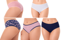 Wonnita Cotton Spandex Mid-Waist Hipster Panties  Pack of 5 | Assorted Colors & Prints