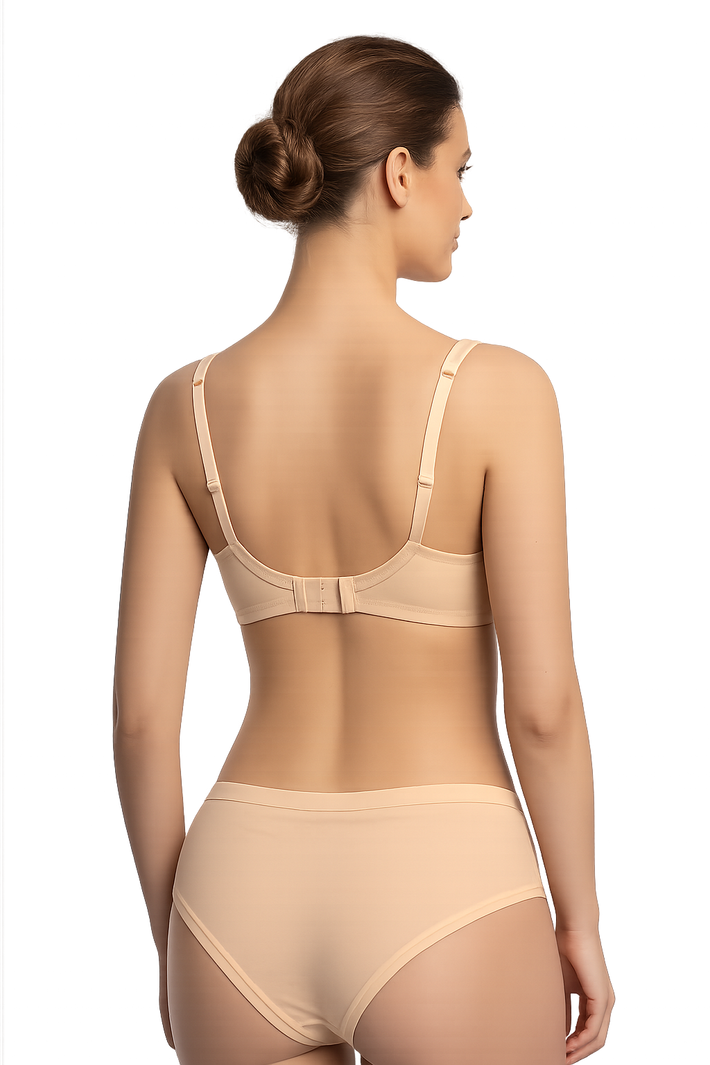 Wonnita Wirefree Non Padded Cotton Spandex Everyday Bra with Secret Side Support - Peach Color