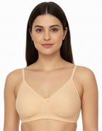 Wonnita Wirefree Non Padded Cotton Spandex Everyday Bra with Secret Side Support - Peach Color