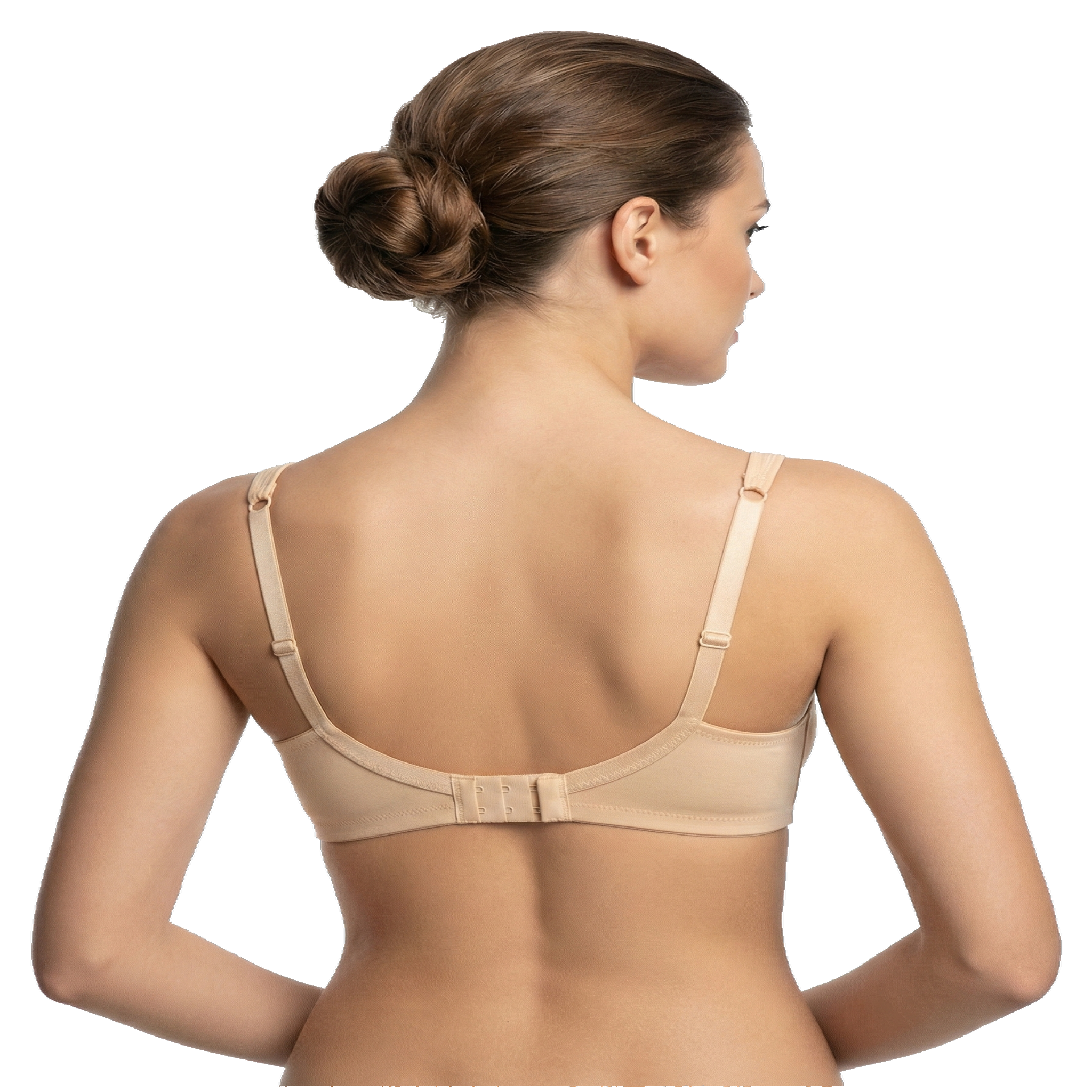 Wonnita Wirefree Non Padded Cotton Spandex Everyday Bra with Secret Side Support - Peach Color